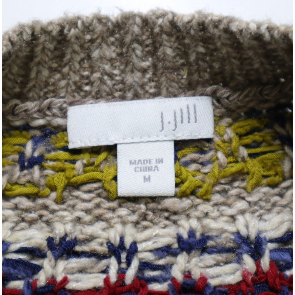 J Jill Size M Fair Isle Sweater Cotton Blend Pullover Light Brown - Picture 9 of 10